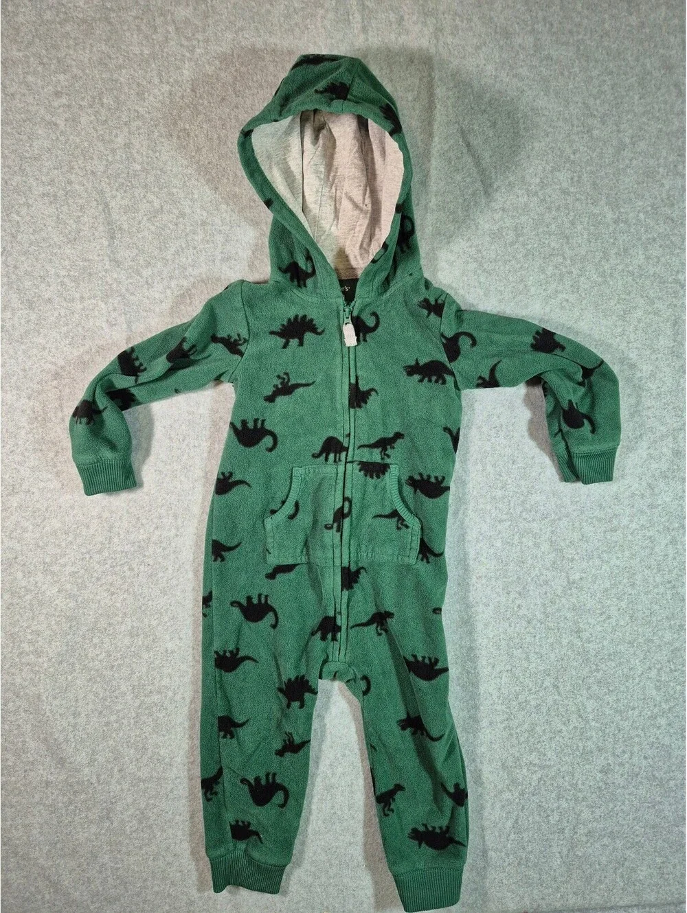 Carter’s 24M Green Dinosaur Fleece Hooded Jumpsuit One Piece
